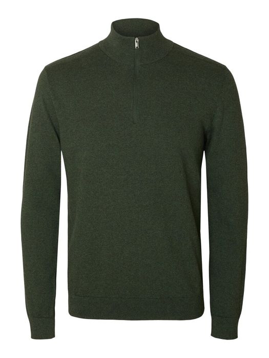 Kaki pull met opstaande kraag Selected