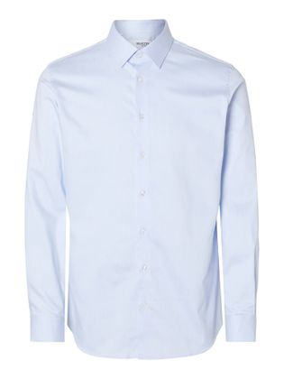Selected Lichtblauw katoenen hemd (slim fit) met lange mouwen
