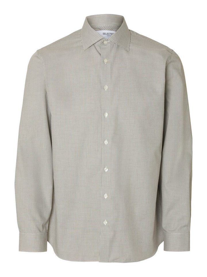  white/brown/navy slim fit hemd met lange mouwen Selected 