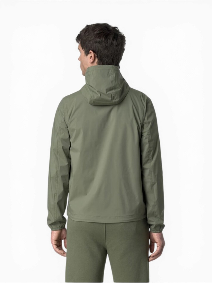 Kaki groene jas met rits en kap K-way
