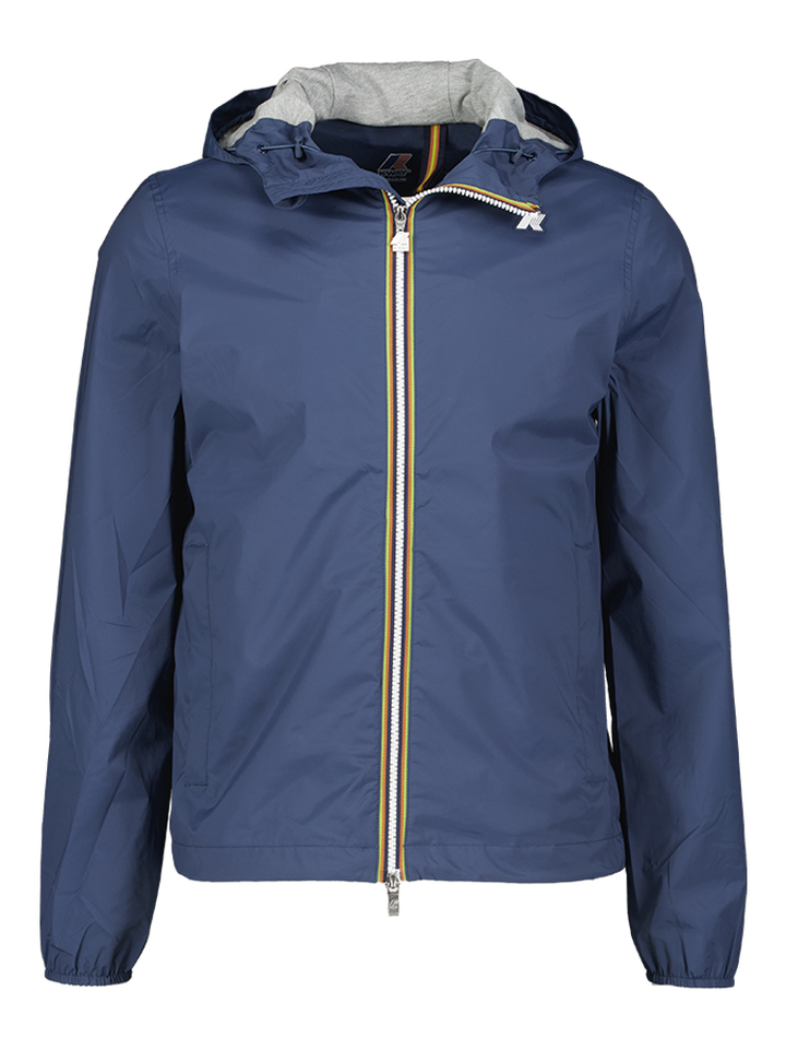 Blauwe jas met rits en kap K-way