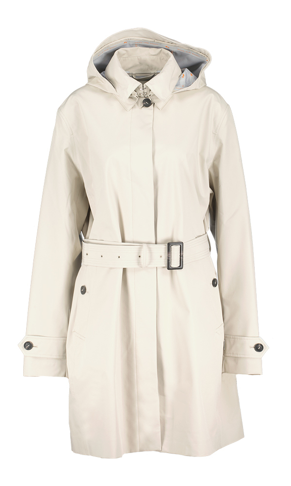 Beige halflange jas met afneembare kap Jackie Save The Duck 