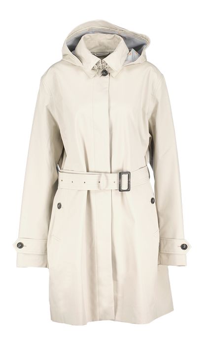 Beige halflange jas met afneembare kap Jackie Save The Duck