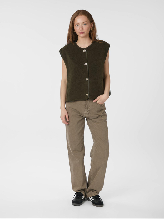 Groene teddy gillet met knoopsluiting Mariko Neo Noir