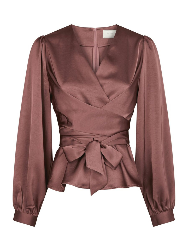 Oudroze glanzende blouse met lint Rista Neo Noir