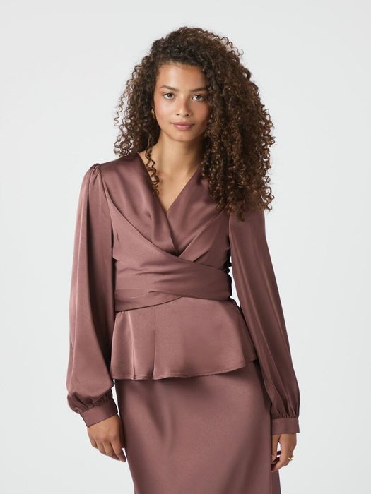 Oudroze glanzende blouse met lint Rista Neo Noir