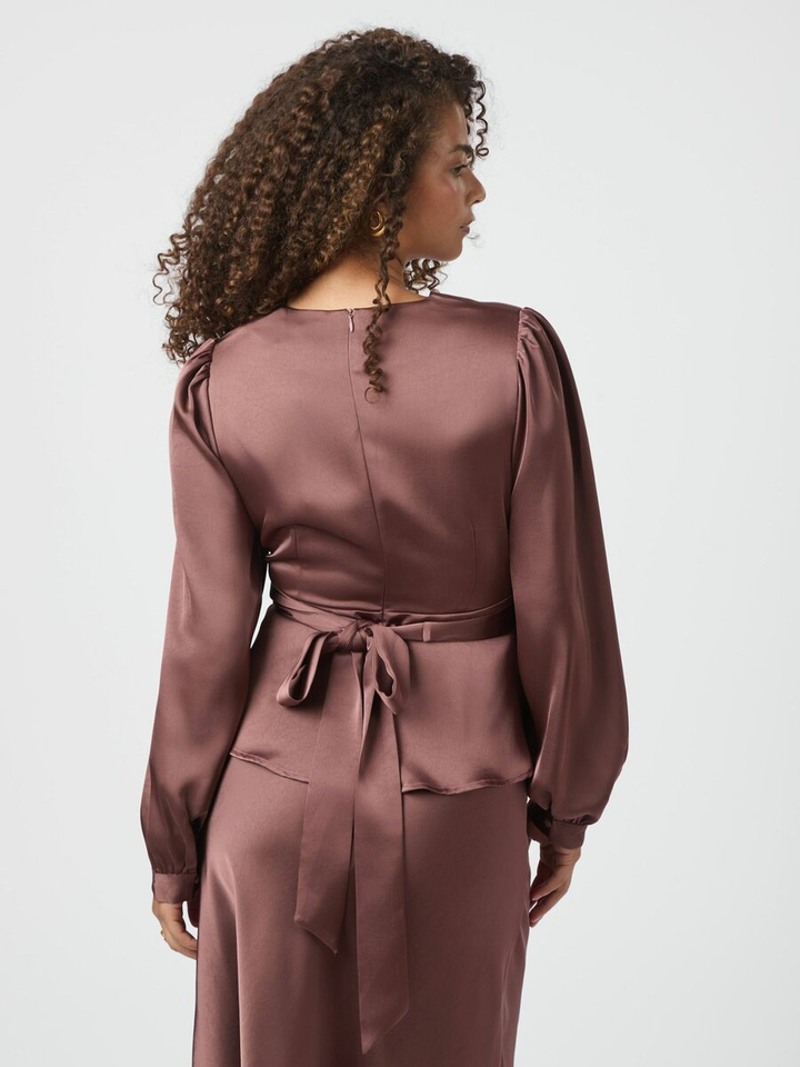 Oudroze glanzende blouse met lint Rista Neo Noir