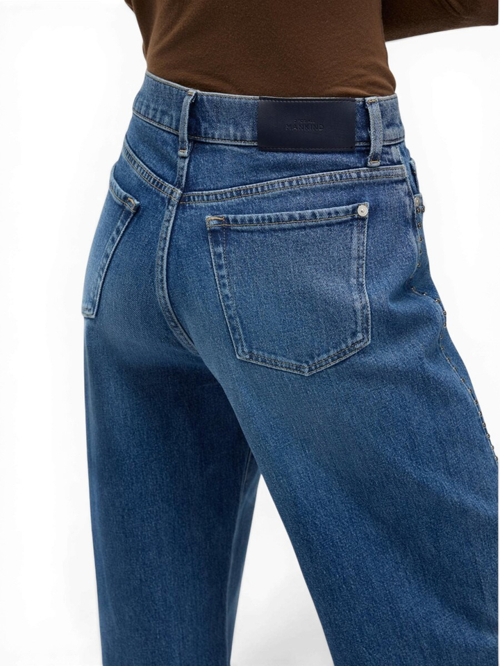 Blauwe flared jeans met spijkers detail For All Mankind