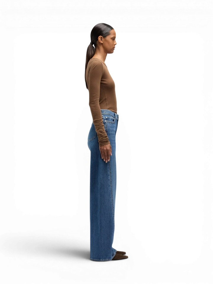 Blauwe flared jeans met spijkers detail For All Mankind