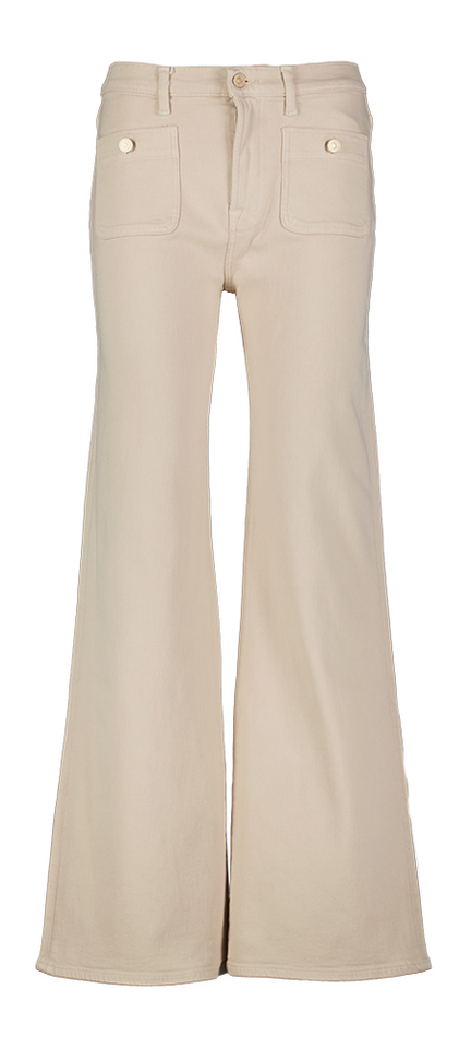 Beige flare jeans met detail zakjes en knopen For All Mankind
