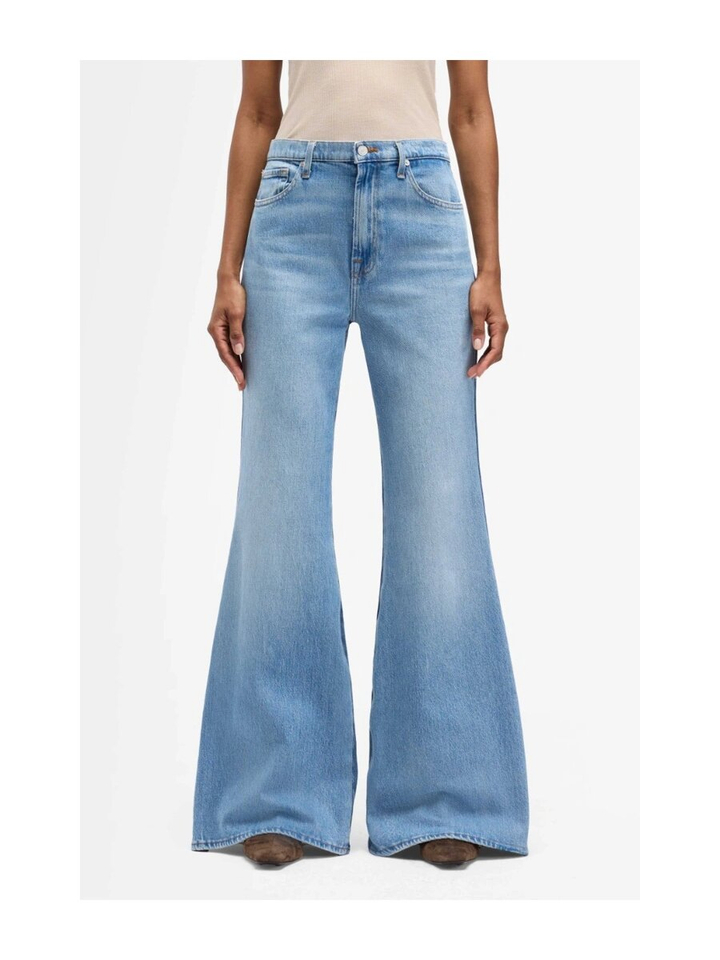 Blauwe flared fit jeans met contrastkleuren For All Mankind 