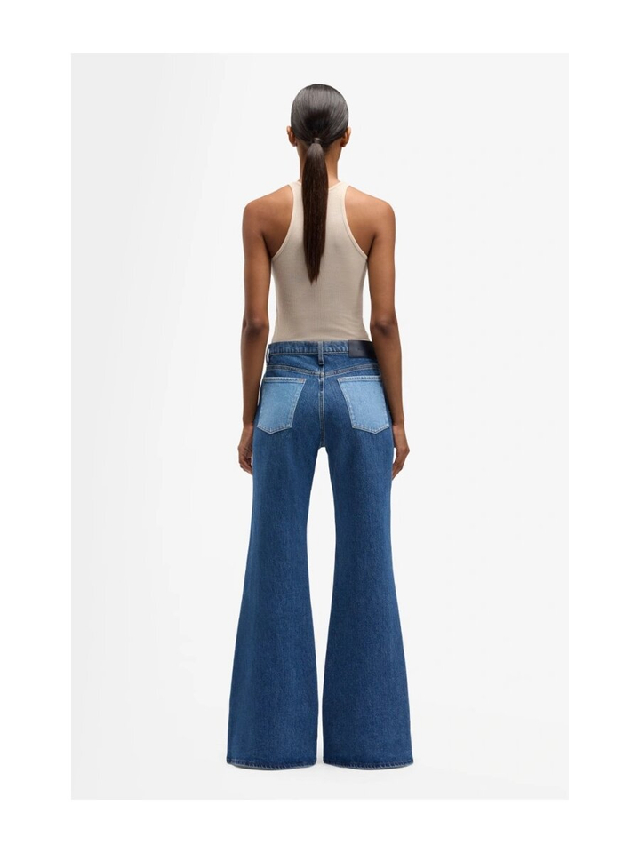 Blauwe flared fit jeans met contrastkleuren For All Mankind 