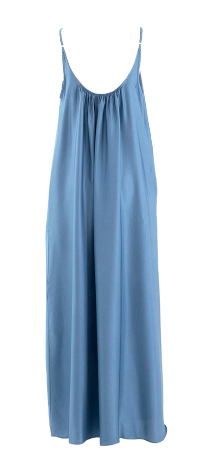 Blauw lang glanzend kleed Kelan Kocca