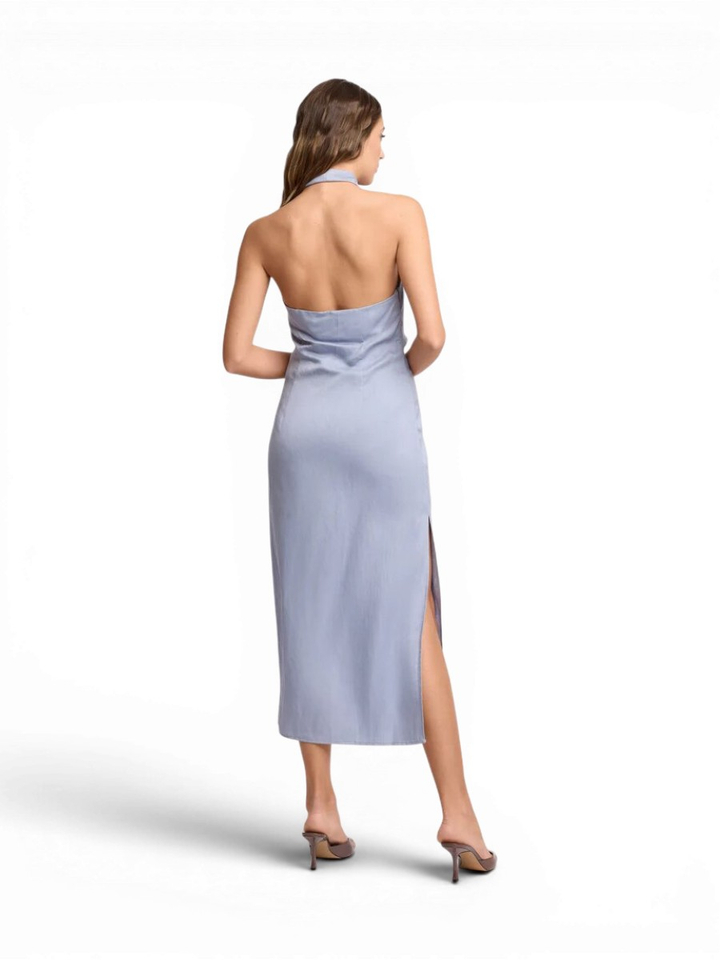 Lichtblauwe feestelijke jurk met open rug Dolarice Kocca 