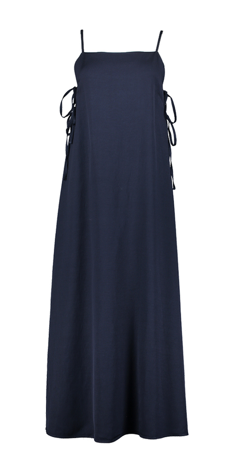 Blauw lang kleed met strik detail Juvian Kocca