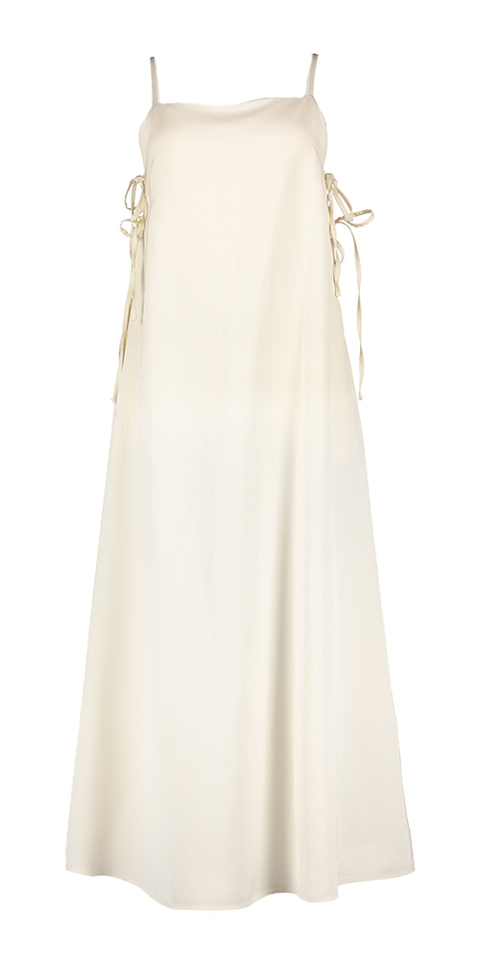 Ecru lang kleed met strik detail Juvian Kocca