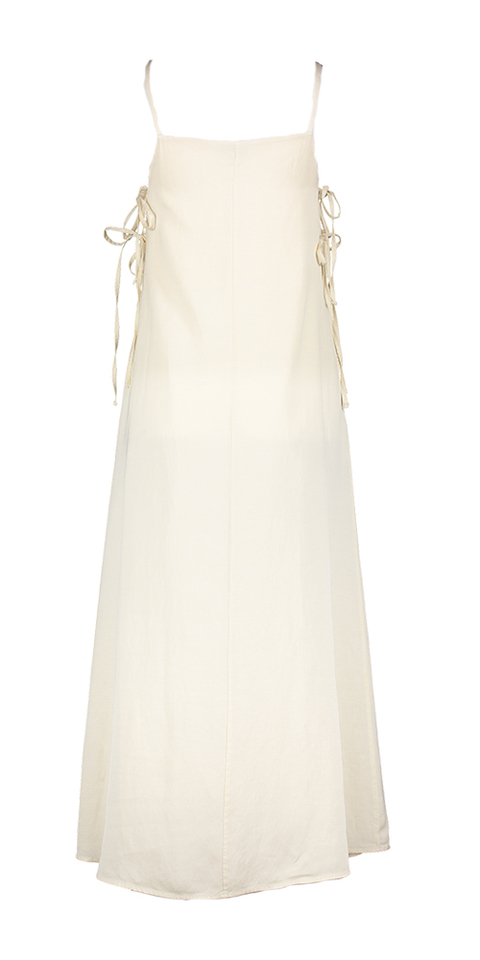 Ecru lang kleed met strik detail Juvian Kocca