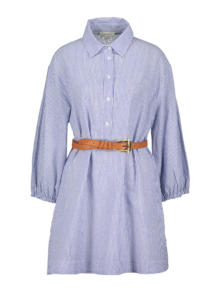 Blauw gestreepte jurk met riem Drew Kocca