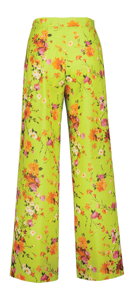 Groene geklede broek met bloemenprint Devdas Kocca