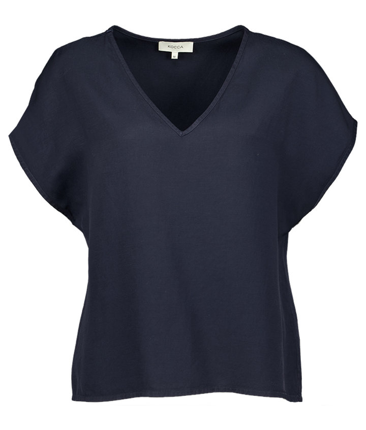 Donkerblauwe bloes met v-hals Juta Kocca 