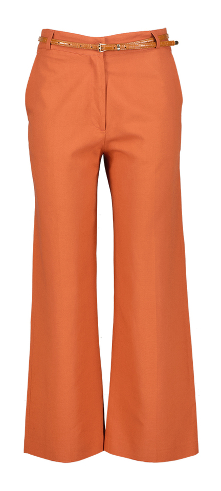 Roestkleurige broek met hoge taille en fijne riem Demetrio Kocca