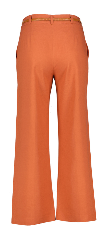 Roestkleurige broek met hoge taille en fijne riem Demetrio Kocca