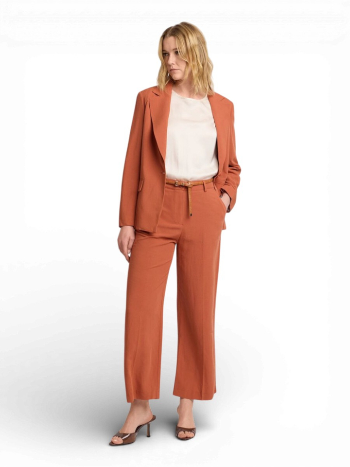 Roestkleurige broek met hoge taille en fijne riem Demetrio Kocca