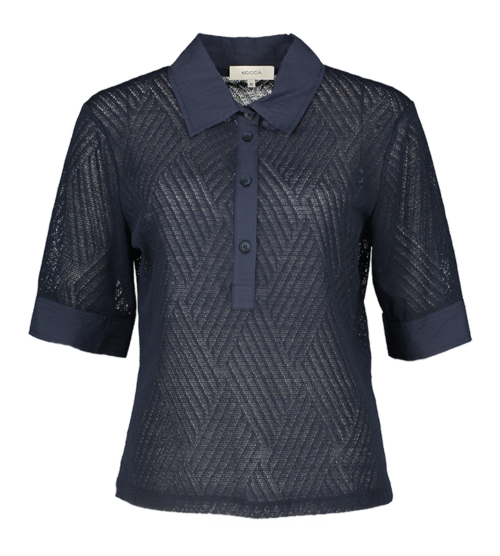 Blauwe gebreide bloes Nerina Kocca