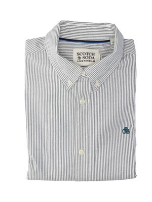 Wit katoenen hemd (regular fit) met blauwe strepen Insigna Scotch&Soda