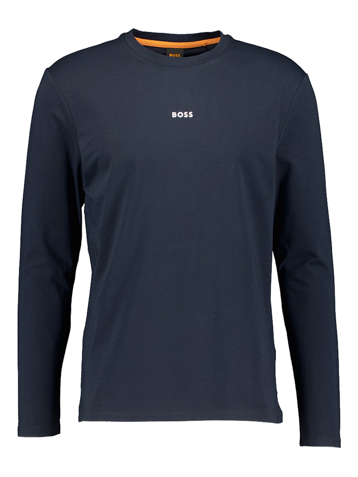 Donkerblauwe t-shirt met lange mouwen Hugo Boss