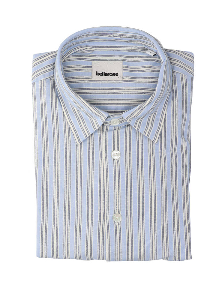 Lichtblauw linnen hemd (regular fit) met strepen Bellerose