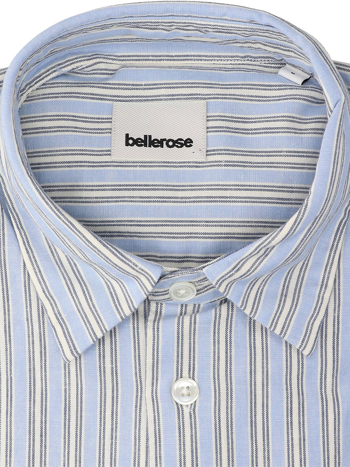 Lichtblauw linnen hemd (regular fit) met strepen Bellerose