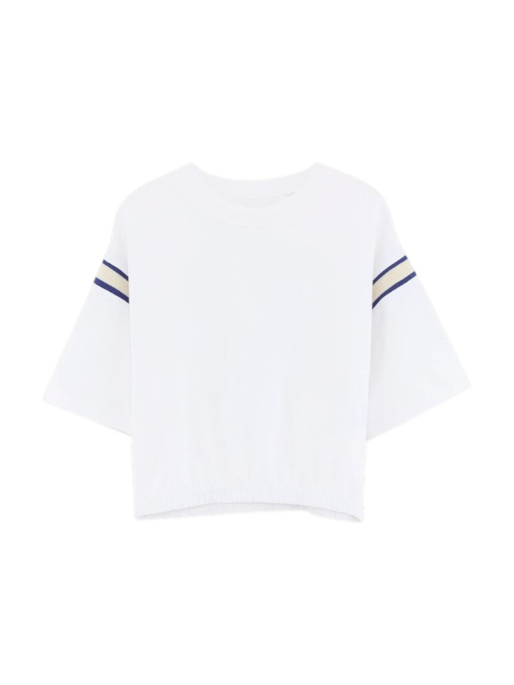 Witte katoenen t-shirt met streep detail Casel Bellerose