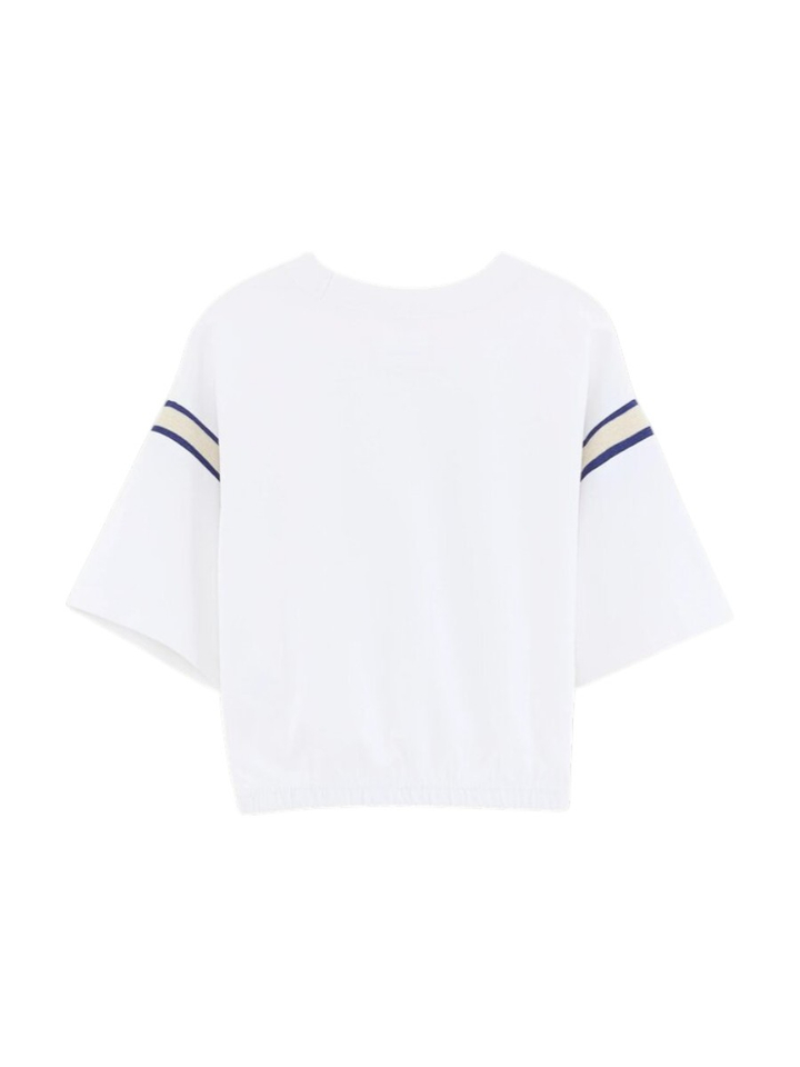 Witte katoenen t-shirt met streep detail Casel Bellerose