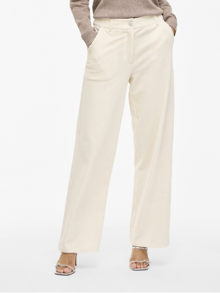Creme kleurige wijde broek in corduroy Vikita Vila