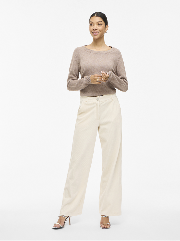 Creme kleurige wijde broek in corduroy Vikita Vila