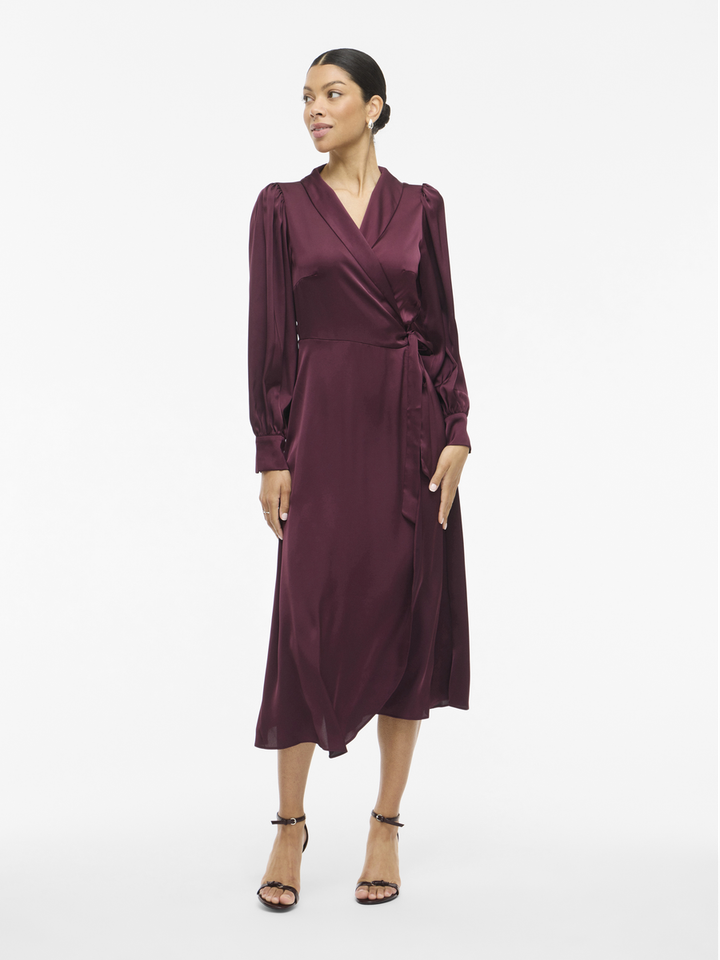 Bordeaux kleurige feestelijke midi jurk Vienna Ravenn Vila