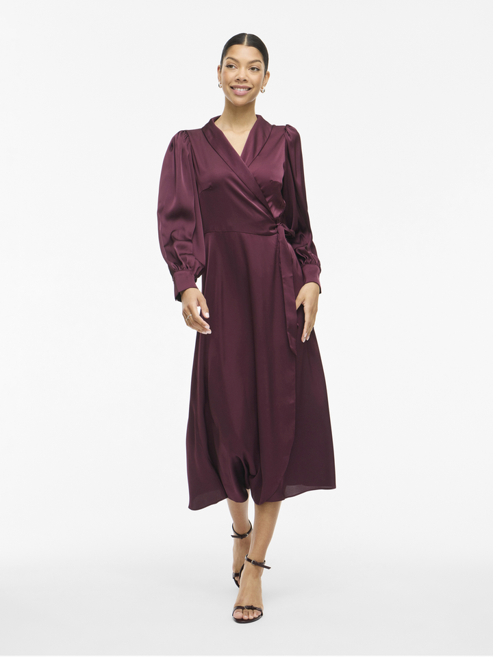 Bordeaux kleurige feestelijke midi jurk Vienna Ravenn Vila