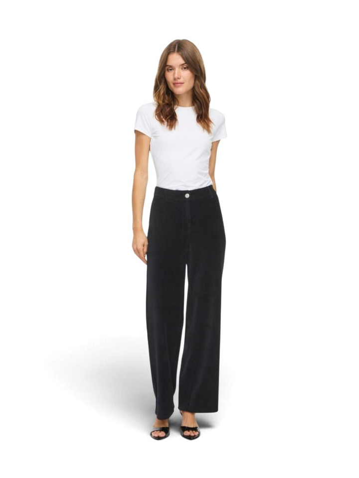 Zwarte wijde broek in corduroy Vikita Vila