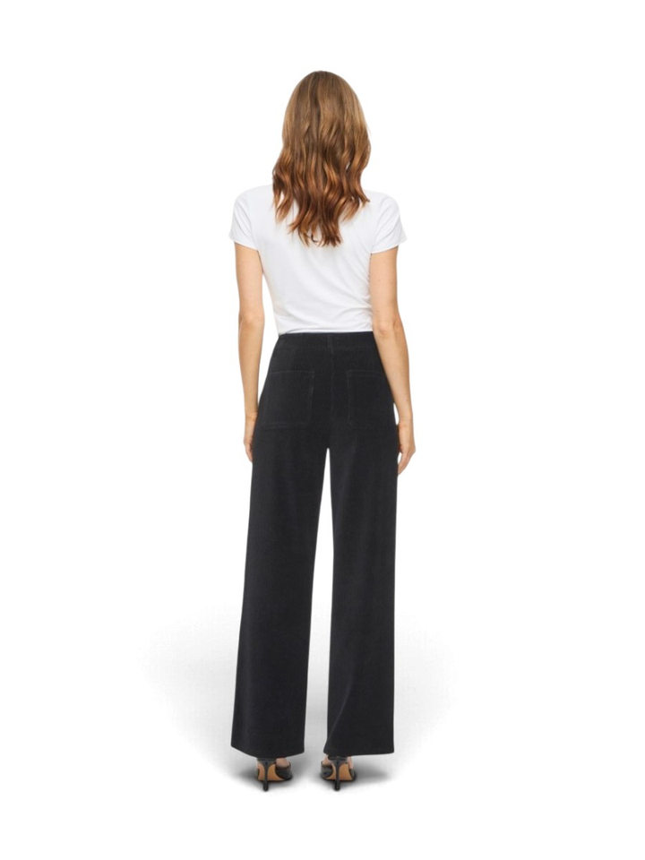 Zwarte wijde broek in corduroy Vikita Vila