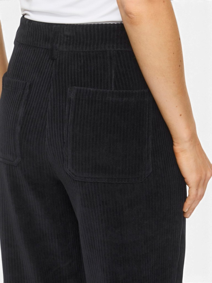 Zwarte wijde broek in corduroy Vikita Vila