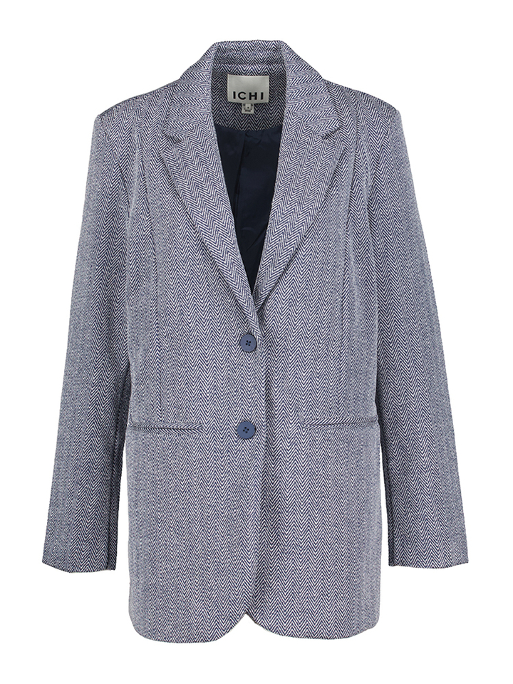 Blauwe blazer met print Ichi