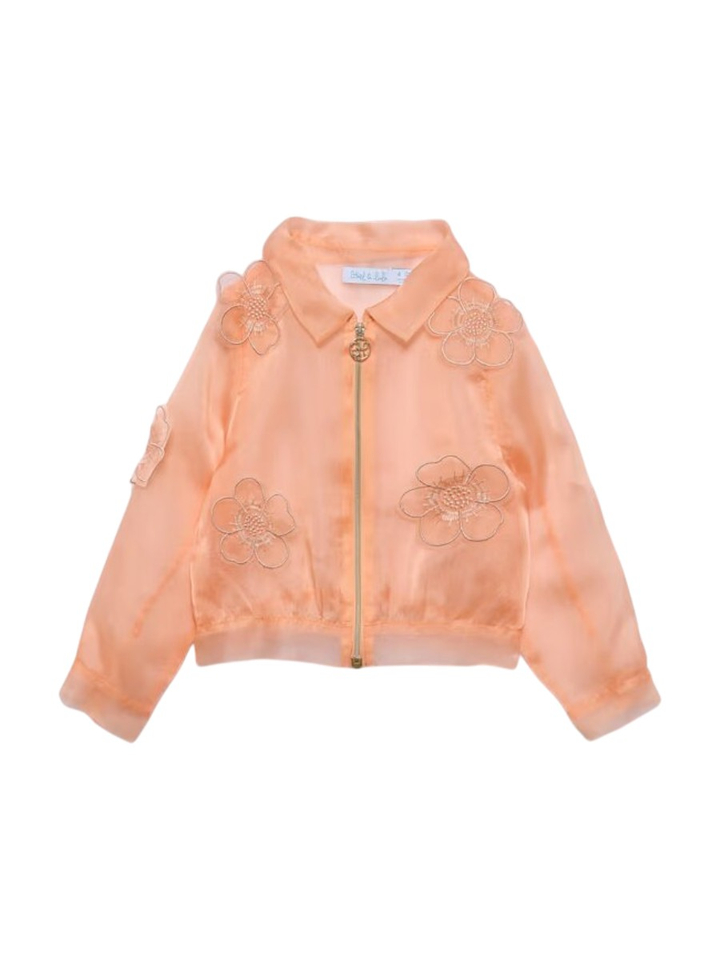Peach jasje met bloemen communie Abel&Lula