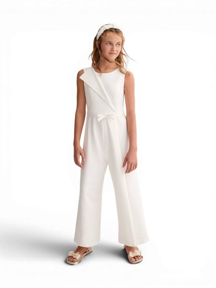 Ecru jumpsuit met strikriem Abel & Lula 
