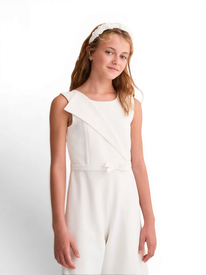 Ecru jumpsuit met strikriem Abel & Lula 