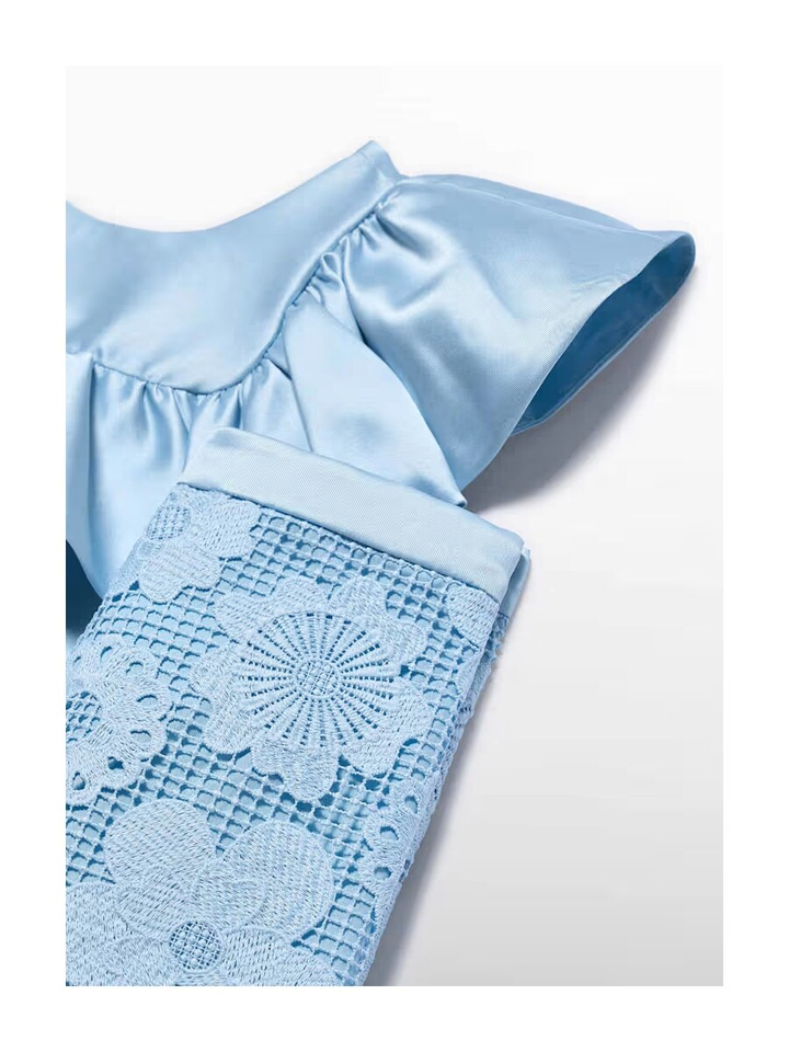 Blauwe 2 delige set top en broek in kant Abel & Lula 