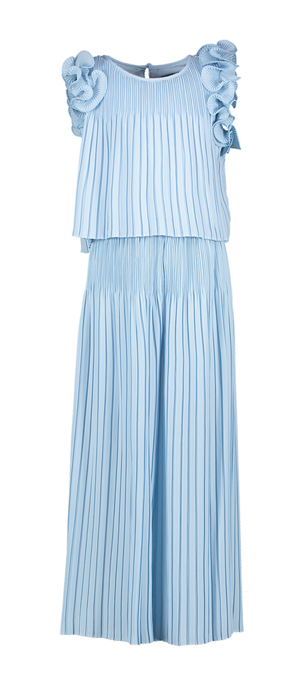 Blauwe 2 delige set top en broek met plooi detail Abel & Lula 