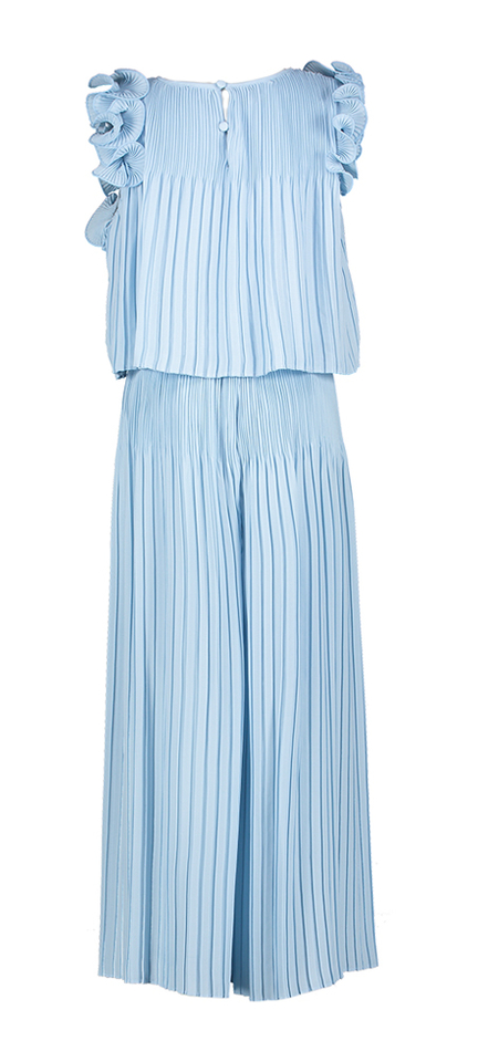 Blauwe 2 delige set top en broek met plooi detail Abel & Lula 