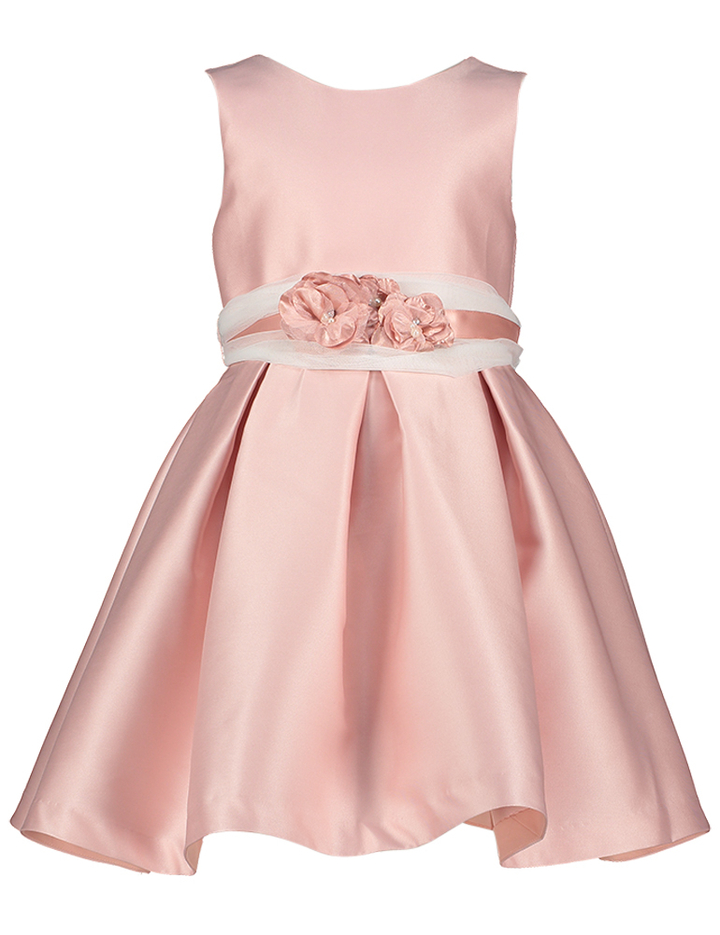 Roze kleed met bloemen communie Abel&Lula