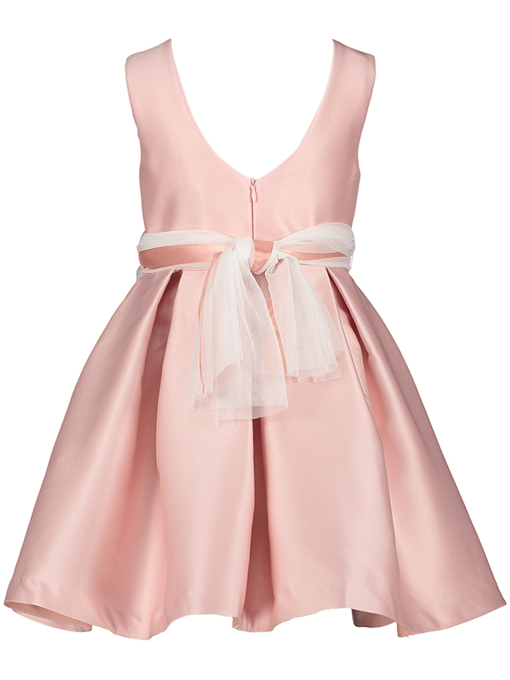 Roze kleed met bloemen communie Abel&Lula